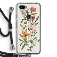 CaseCompany Hello bloemen: Pixel 3a Transparant Hoesje met koord