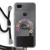 CaseCompany Happy days: Pixel 3a Transparant Hoesje met koord