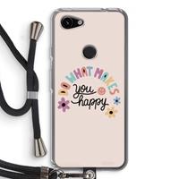 CaseCompany Happy days: Pixel 3a Transparant Hoesje met koord