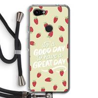 CaseCompany Don't forget to have a great day: Pixel 3a Transparant Hoesje met koord