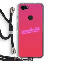 CaseCompany Vice Glow: Pixel 3a Transparant Hoesje met koord