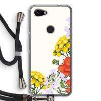 CaseCompany Wilde bloemen: Pixel 3a Transparant Hoesje met koord