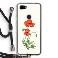 CaseCompany Red poppy: Pixel 3a Transparant Hoesje met koord