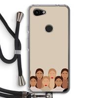 CaseCompany Girls girls girls: Pixel 3a Transparant Hoesje met koord