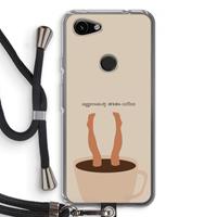 CaseCompany Aggressively drinks coffee: Pixel 3a Transparant Hoesje met koord