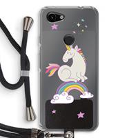 CaseCompany Regenboog eenhoorn: Pixel 3a Transparant Hoesje met koord