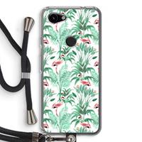 CaseCompany Flamingo bladeren: Pixel 3a Transparant Hoesje met koord