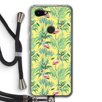 CaseCompany Flamingo party: Pixel 3a Transparant Hoesje met koord