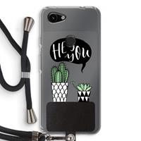 CaseCompany Hey you cactus: Pixel 3a Transparant Hoesje met koord