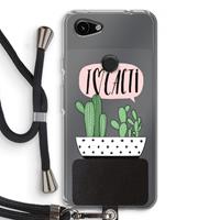 CaseCompany I love cacti: Pixel 3a Transparant Hoesje met koord