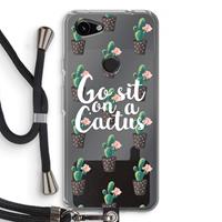 CaseCompany Cactus quote: Pixel 3a Transparant Hoesje met koord