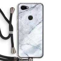 CaseCompany Witte marmer: Pixel 3a Transparant Hoesje met koord