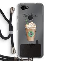 CaseCompany But first coffee: Pixel 3a Transparant Hoesje met koord