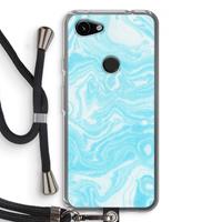 CaseCompany Waterverf blauw: Pixel 3a Transparant Hoesje met koord