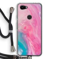 CaseCompany Roze explosie: Pixel 3a Transparant Hoesje met koord