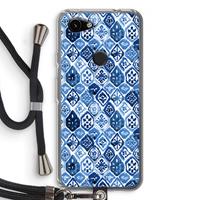 CaseCompany Blauw motief: Pixel 3a Transparant Hoesje met koord