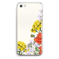 CaseCompany Wilde bloemen: iPhone 5 / 5S / SE Transparant Hoesje