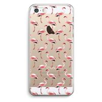 CaseCompany Flamingoprint groen: iPhone 5 / 5S / SE Transparant Hoesje