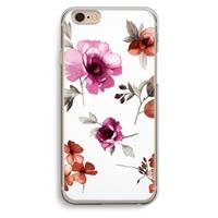 CaseCompany Geschilderde bloemen: iPhone 6 / 6S Transparant Hoesje
