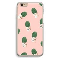 CaseCompany Cactusprint roze: iPhone 6 / 6S Transparant Hoesje