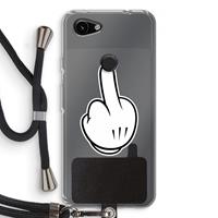 CaseCompany Middle finger white: Pixel 3a Transparant Hoesje met koord