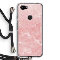 CaseCompany Roze marmer: Pixel 3a Transparant Hoesje met koord