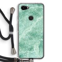 CaseCompany Groen marmer: Pixel 3a Transparant Hoesje met koord