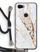 CaseCompany Goud marmer: Pixel 3a Transparant Hoesje met koord