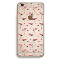 CaseCompany Flamingoprint groen: iPhone 6 / 6S Transparant Hoesje
