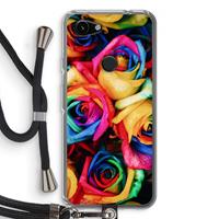 CaseCompany Neon bloemen: Pixel 3a Transparant Hoesje met koord