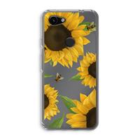 CaseCompany Sunflower and bees: Google Pixel 3a Transparant Hoesje