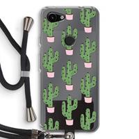 CaseCompany Cactus Lover: Pixel 3a Transparant Hoesje met koord