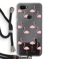 CaseCompany Anything Flamingoes: Pixel 3a Transparant Hoesje met koord