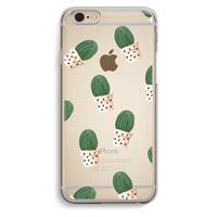 CaseCompany Cactusprint roze: iPhone 6 / 6S Transparant Hoesje