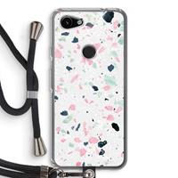 CaseCompany Terrazzo N°3: Pixel 3a Transparant Hoesje met koord