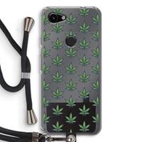 CaseCompany Weed: Pixel 3a Transparant Hoesje met koord