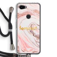 CaseCompany Feminist: Pixel 3a Transparant Hoesje met koord