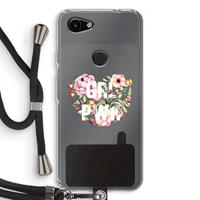 CaseCompany GRL PWR Flower: Pixel 3a Transparant Hoesje met koord