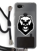 CaseCompany Angry Bear (white): Pixel 3a Transparant Hoesje met koord