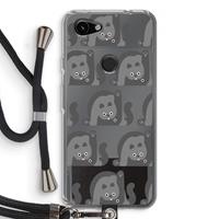 CaseCompany Cats: Pixel 3a Transparant Hoesje met koord