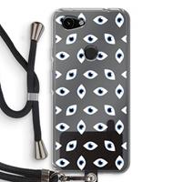 CaseCompany Eyes pattern: Pixel 3a Transparant Hoesje met koord