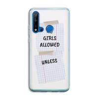 CaseCompany No Girls Allowed Unless: Huawei P20 Lite (2019) Transparant Hoesje