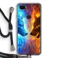 CaseCompany Fire & Ice: Pixel 3a Transparant Hoesje met koord