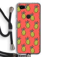 CaseCompany Ananas: Pixel 3a Transparant Hoesje met koord