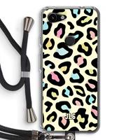 CaseCompany Leopard pattern: Pixel 3a Transparant Hoesje met koord