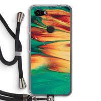 CaseCompany Green Inferno: Pixel 3a Transparant Hoesje met koord