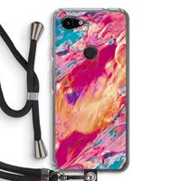 CaseCompany Pastel Echoes: Pixel 3a Transparant Hoesje met koord