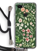 CaseCompany Botanical green sweet flower heaven: Pixel 3a Transparant Hoesje met koord