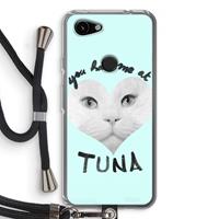 CaseCompany You had me at tuna: Pixel 3a Transparant Hoesje met koord