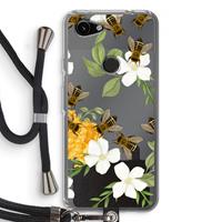 CaseCompany No flowers without bees: Pixel 3a Transparant Hoesje met koord